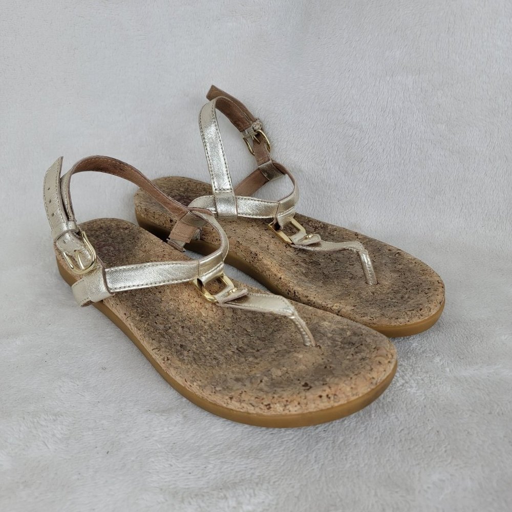 UGG Madeena Gold Leather Ankle Strappy Comfort Walking Sandals Size 9.5